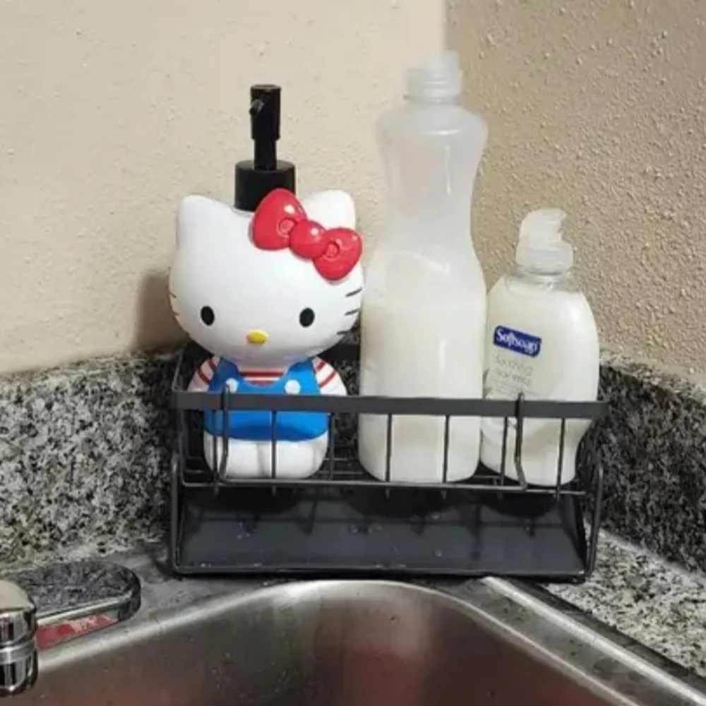 Gray Sink Caddy, Sponge Storage & Drain Rack With Dishcloth Holder